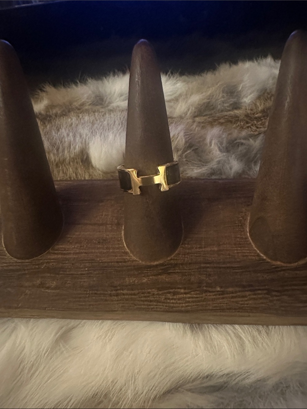 LSJ Gold and Black Inspired H Ring
